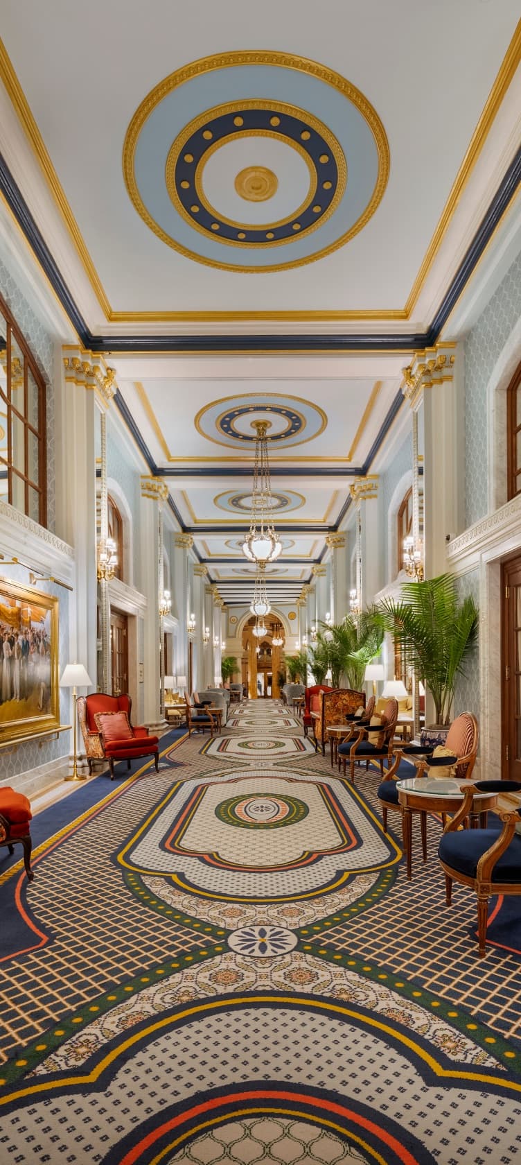 The ornate Peacock Alley corridor at the Willard InterContinental